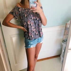 American Eagle Purple Off the Shoulder Top